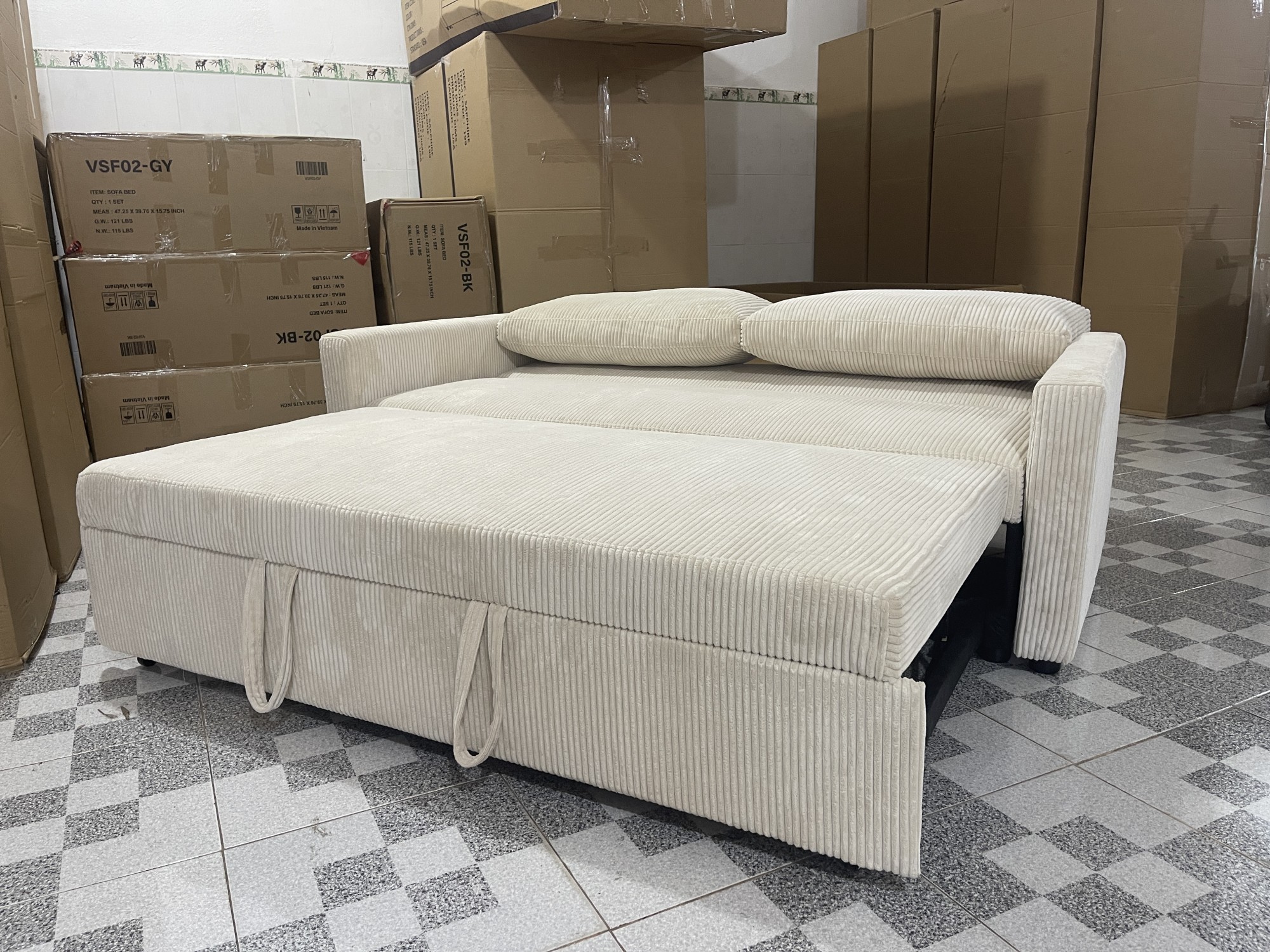 SOFA BED 1M8 VẢI GÂN KEM - ảnh 4